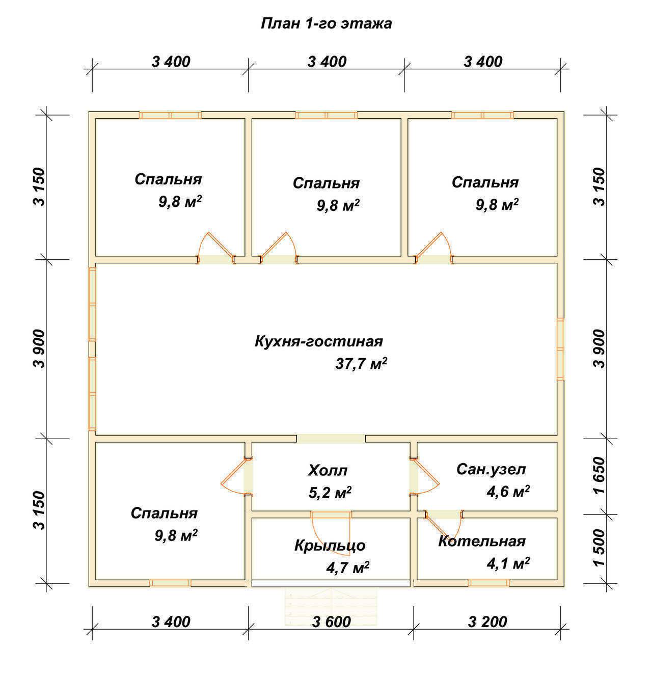 Проект одноэтажного дома 10x12