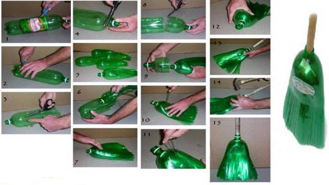 Как сделать метлу из пластиковых бутылок для дачи: фото
