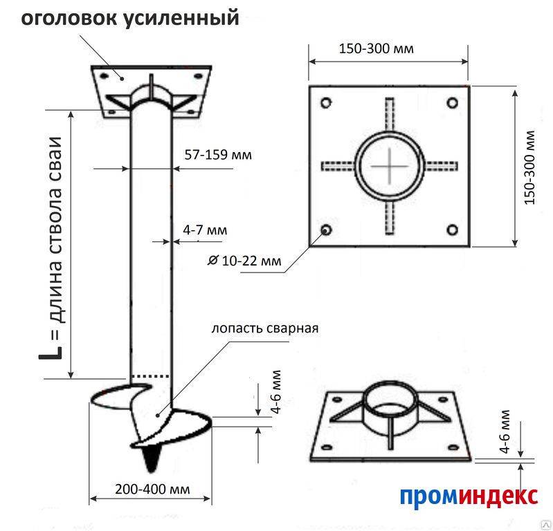 Чертеж оголовка винтовой сваи