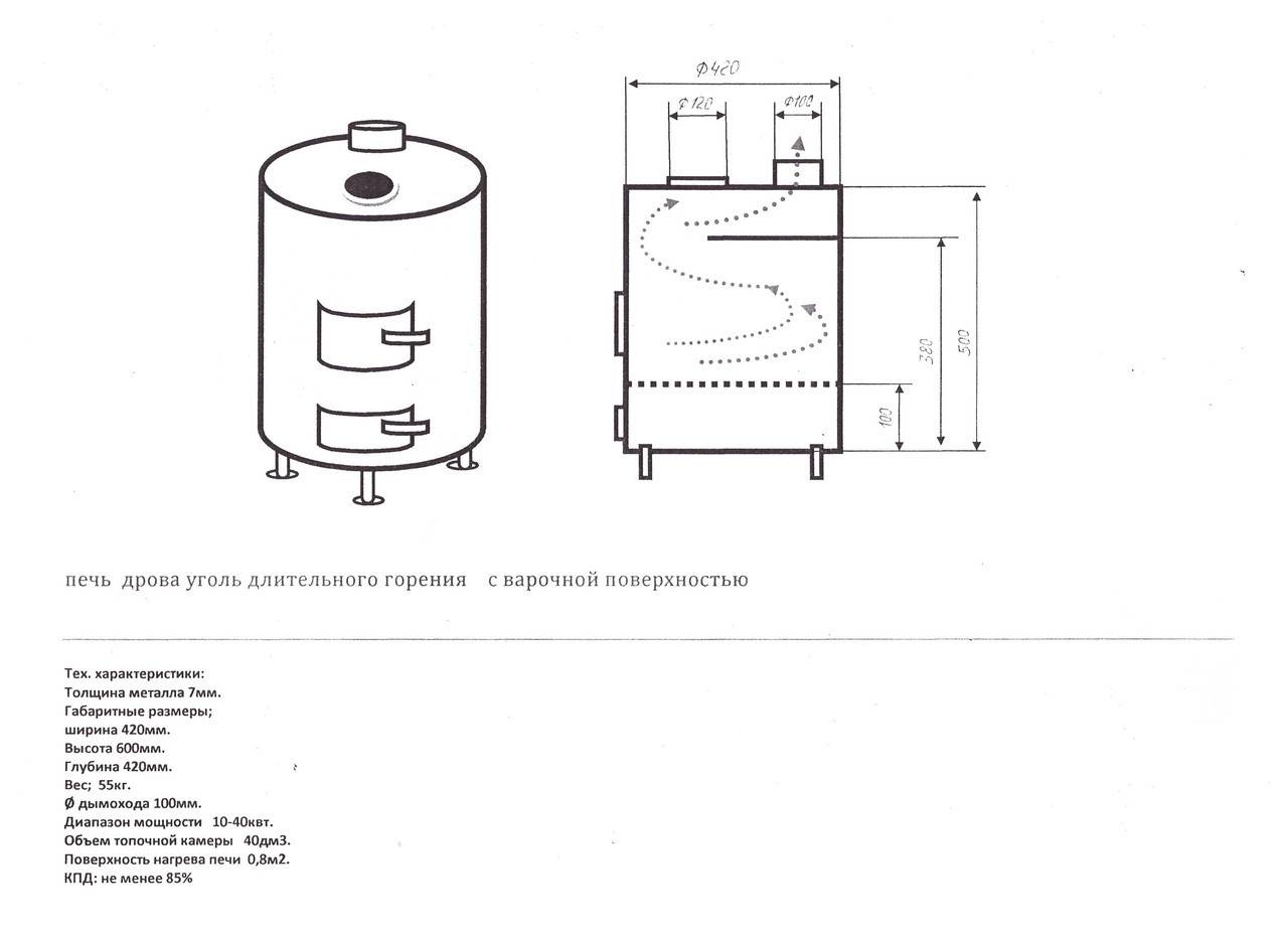 Печь длительного горения на дровах своими руками чертежи