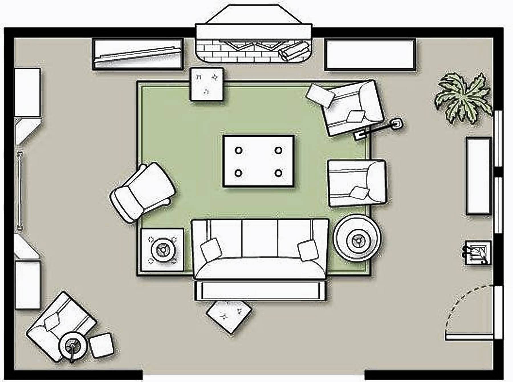 чертеж комнаты с размерами с мебелью