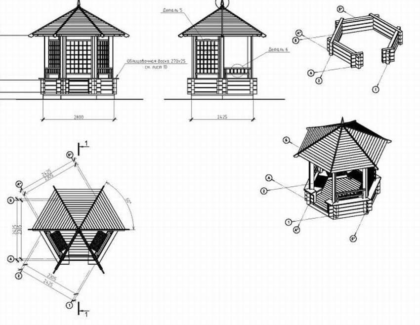 Проект беседки с чертежами и размерами