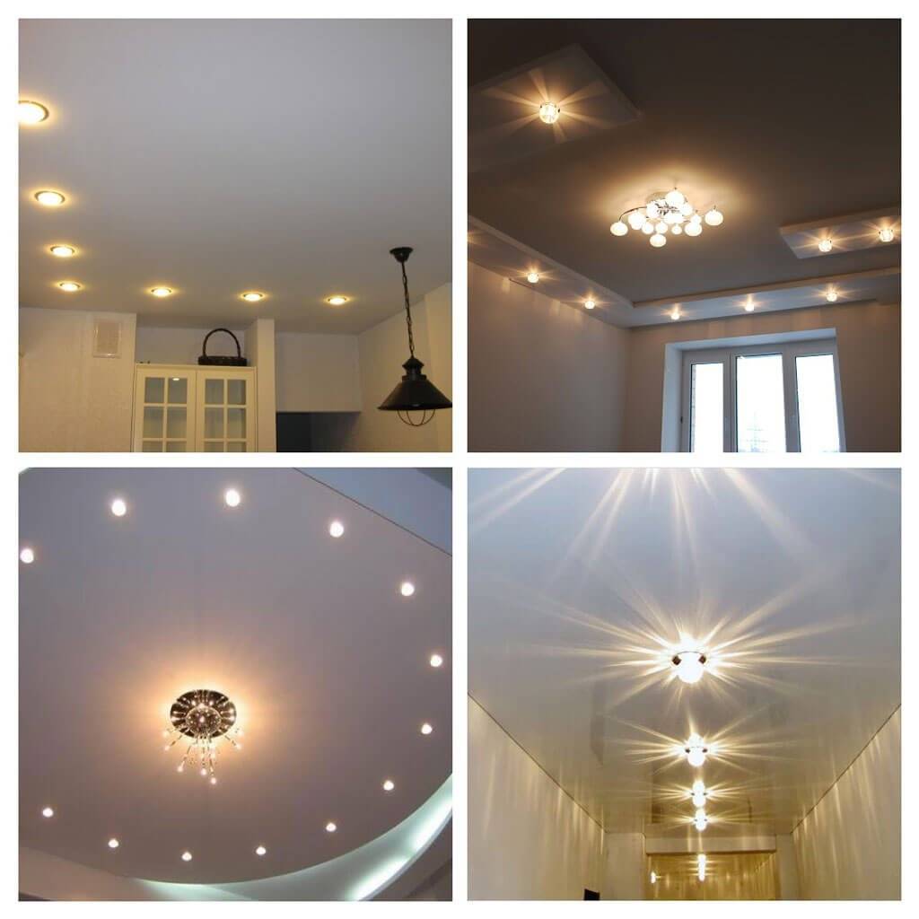 Расположение светильников на натяжном потолке: фото и схемы установки