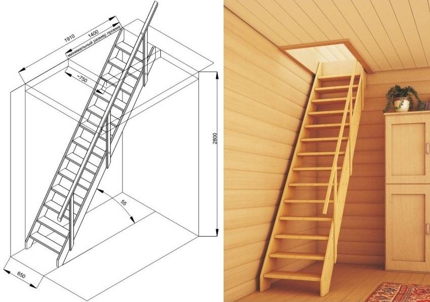 Лестница для бани: виды конструкций, входная, межэтажная, расчеты и монтаж своими руками