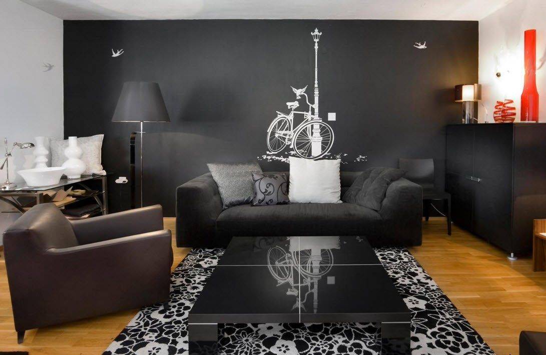 Черно-белая гостиная: 50 фото, идеи дизайна