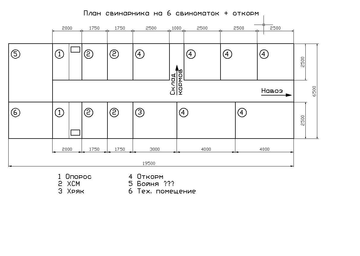 План свинарника на 20 голов