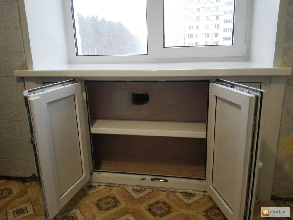 Шкаф под подоконником на кухне: реставрация старого хрущевского холодильника, как сделать шкафчик