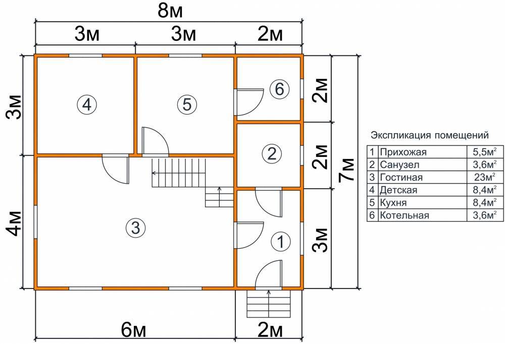 План дома 7х8