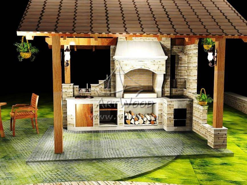 Садовые беседки с мангалом барбекю и печкой: летние кухни своими руками, чертежи, проекты, фото видео