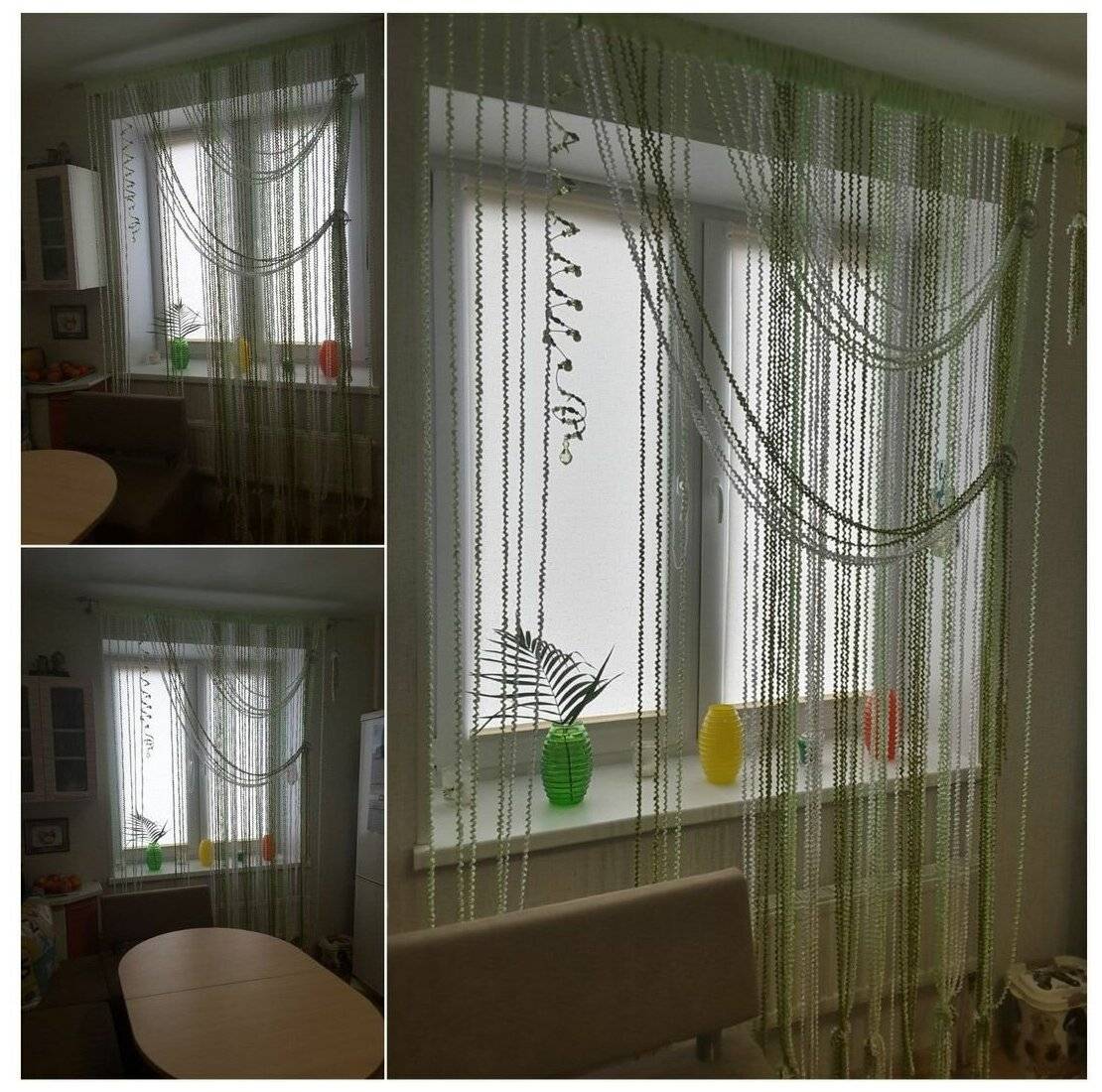 Нитяные шторы в интерьере: фото идеи дизайна с кисеей и веревочными шторами