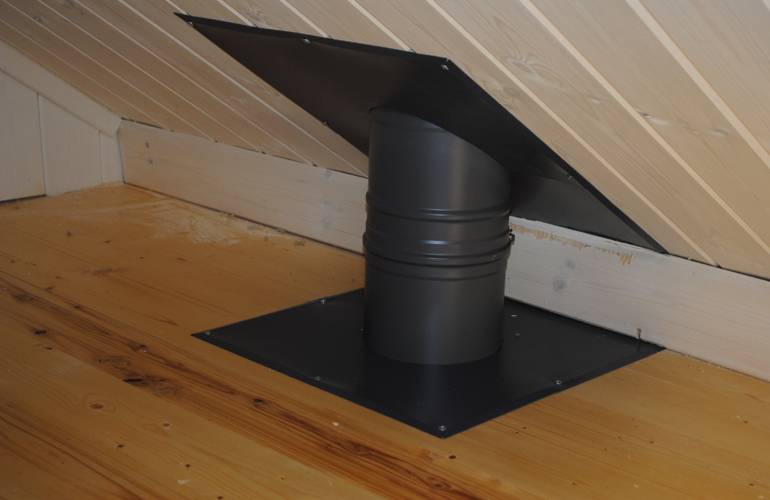 Как правильно провести установку дымовой трубы в бане через потолок и крышу