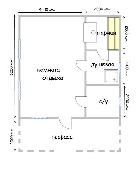 Проект бани 6х4 из шлакоблока