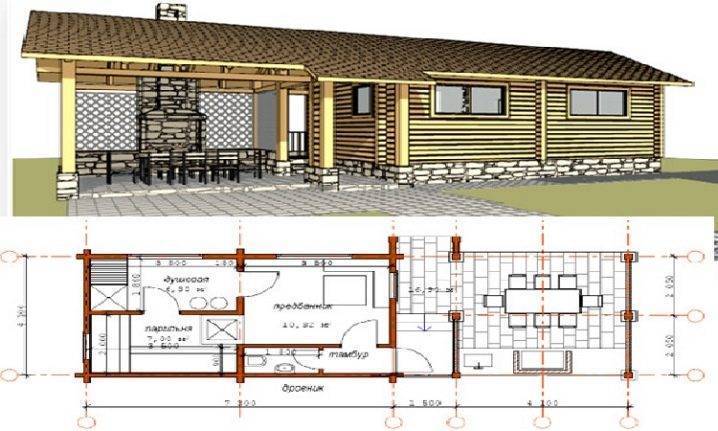 Беседка баня под одной крышей проект