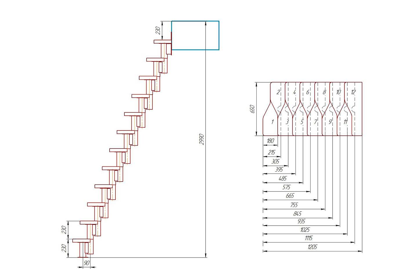 Лестница гусиный шаг: своими руками для дома, пошаговая инструкция, расчет и чертежи