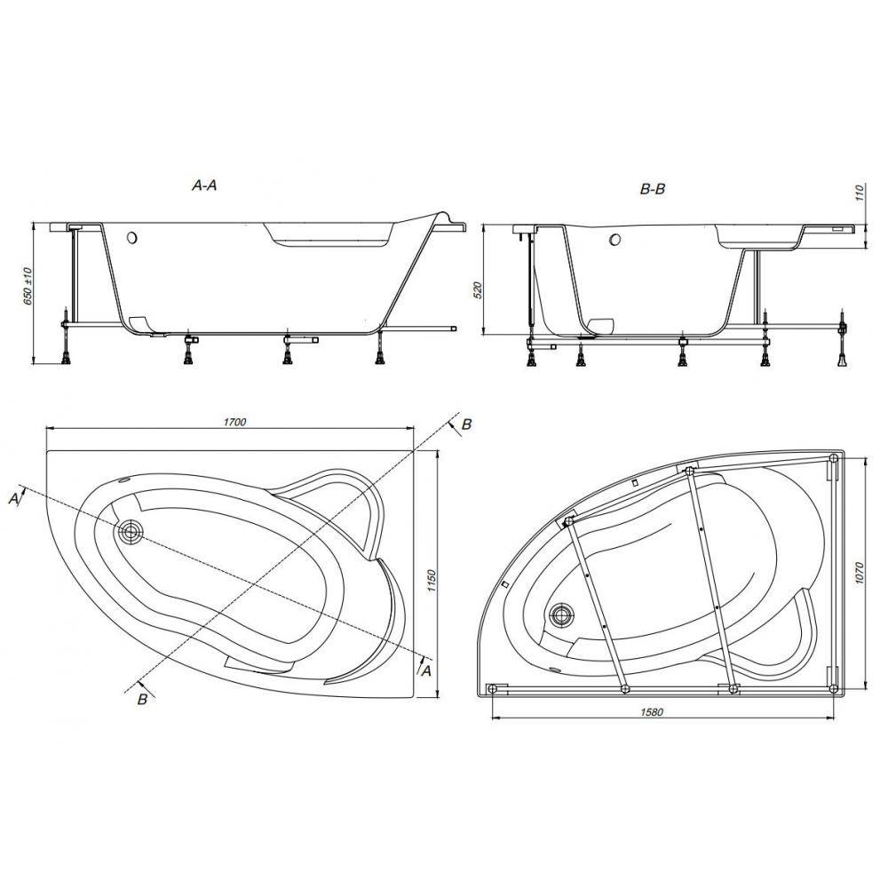 Выбор угловой или асимметричной акриловой ванны: характеристики и сравнение