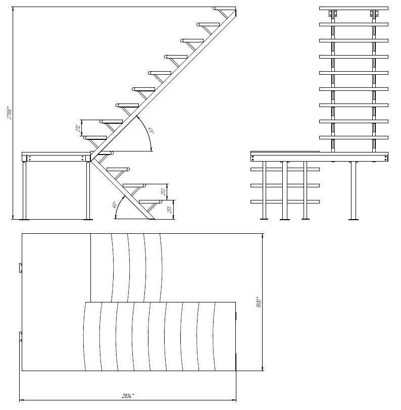 Лестница из профильной трубы своими руками: чертеж, расчет, фото