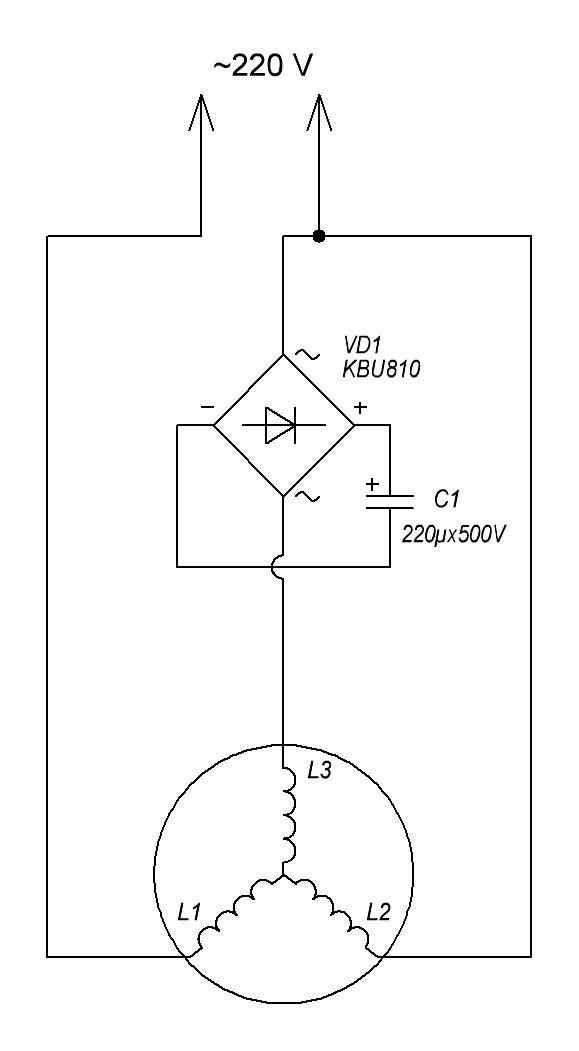 Запуск 3х фазного двигателя от 220 вольт без конденсаторов схема