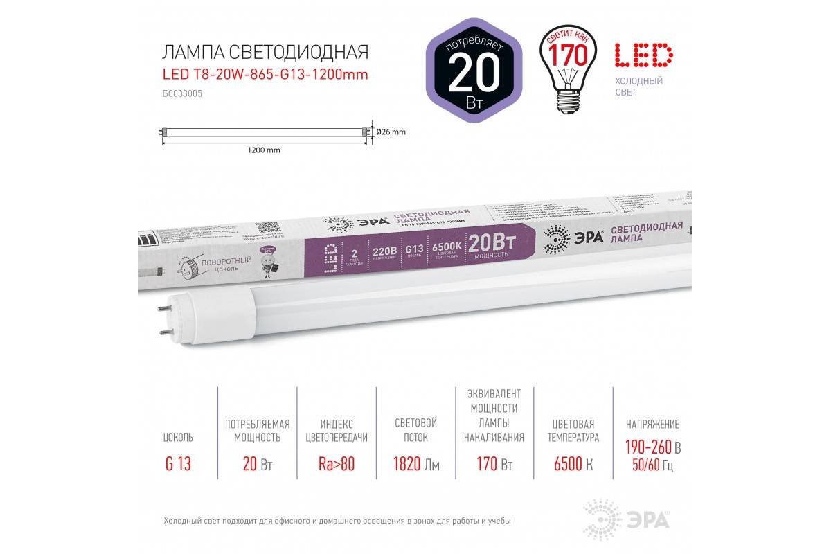 Особенности применения ламп светодиодных типа t8 с цоколем g13. характеристика и особенности светодиодных ламп т8