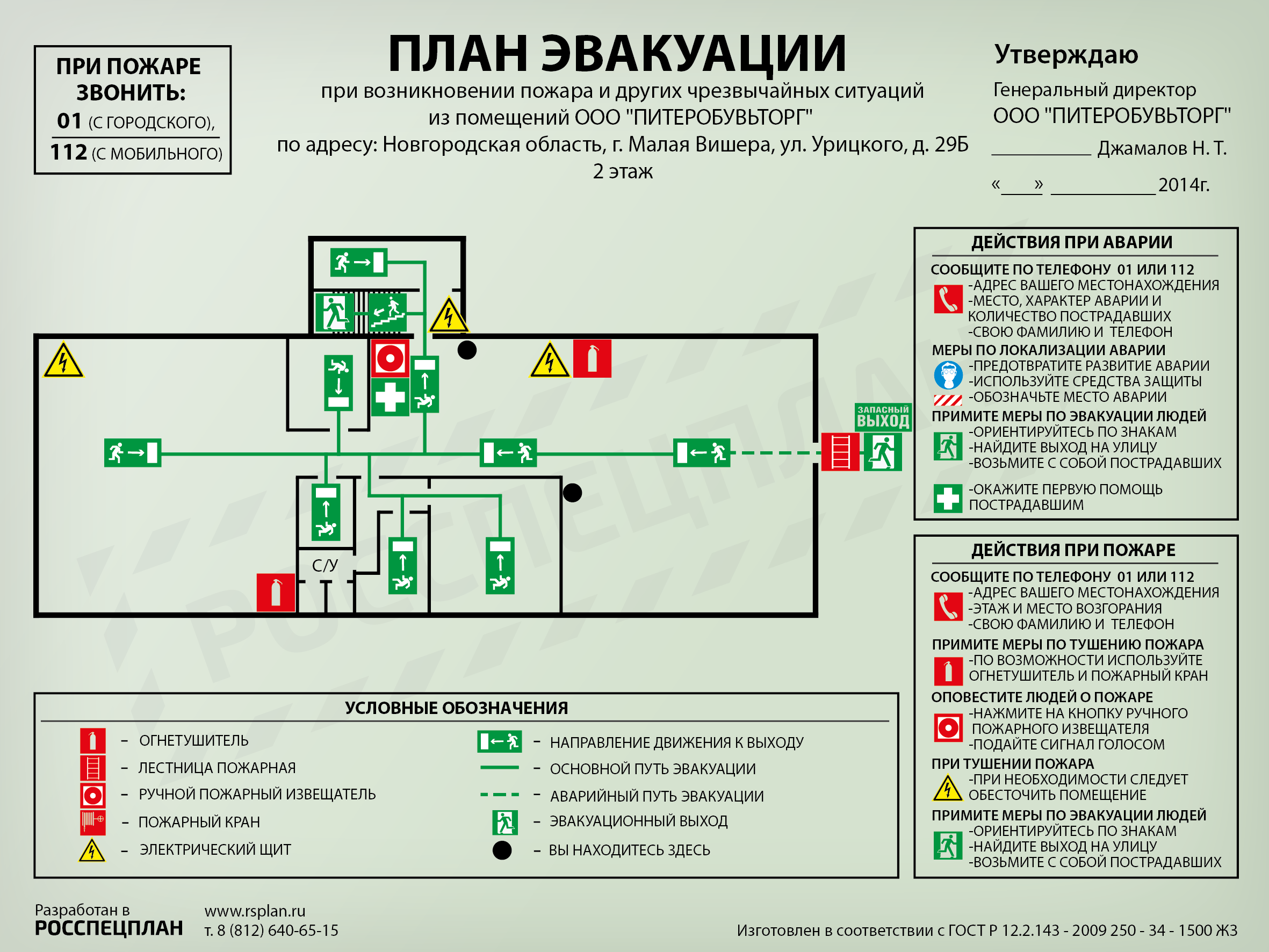 Обозначения на плане эвакуации