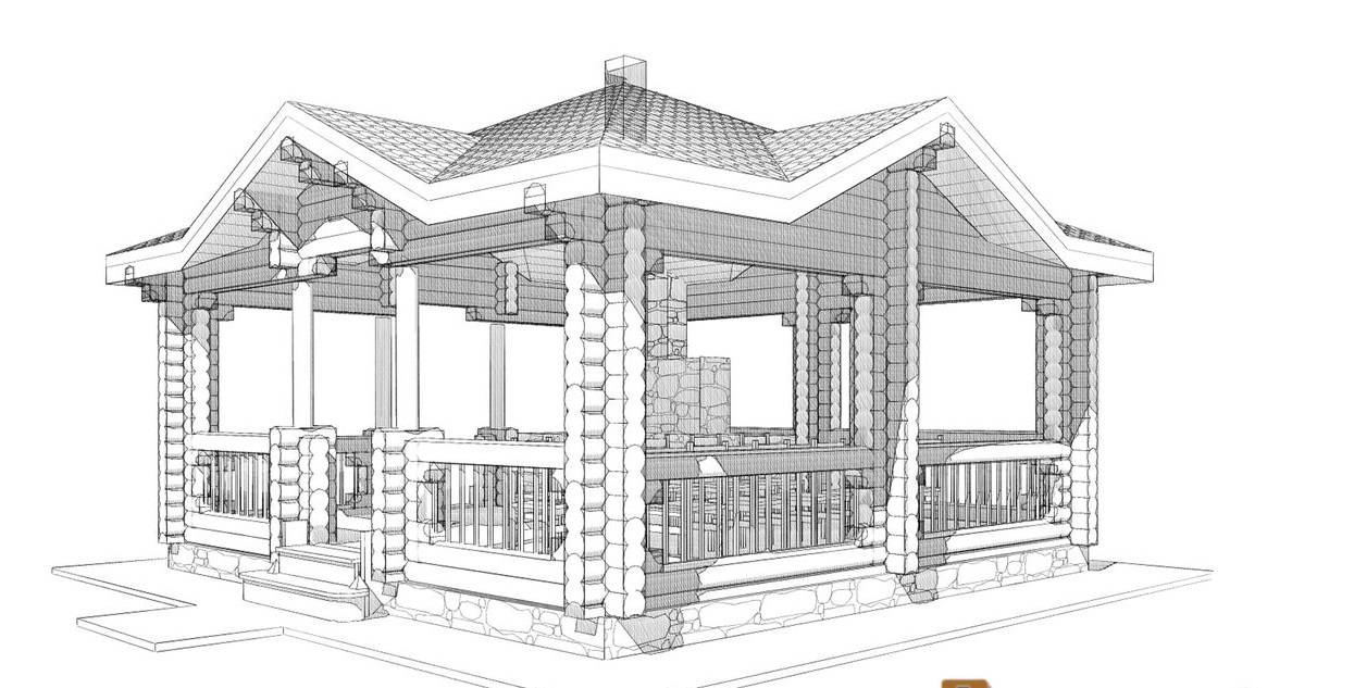 Беседка с мангальной зоной своими руками из дерева чертежи