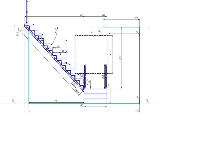 Лестница на второй этаж своими руками из профильной трубы чертежи с размерами