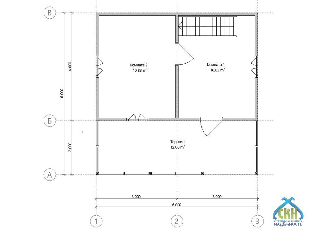 Каркасный дом 6 на 4: проект и чертеж
