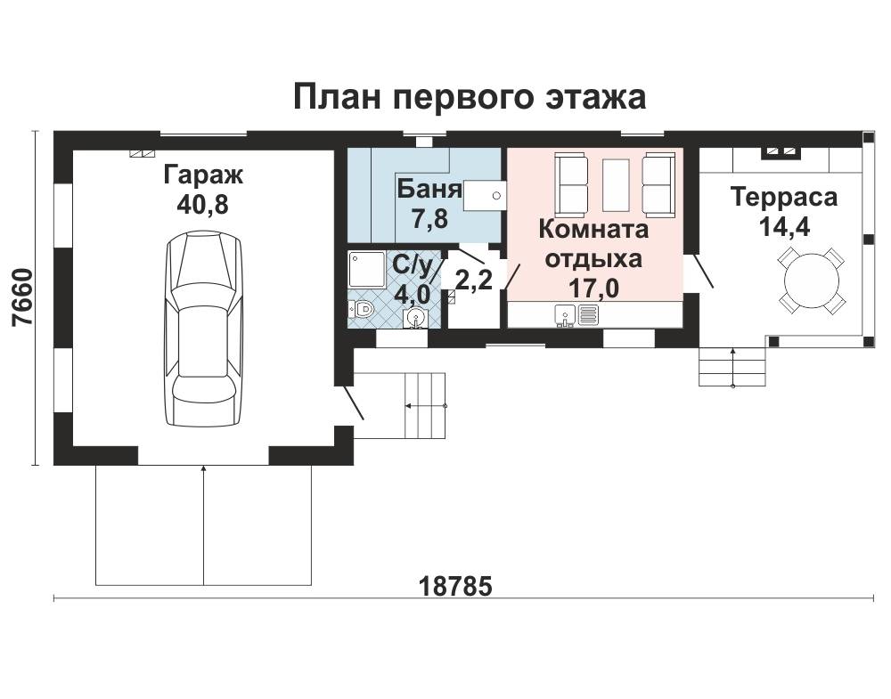 Проект гаража бани и хозблока под одной крышей