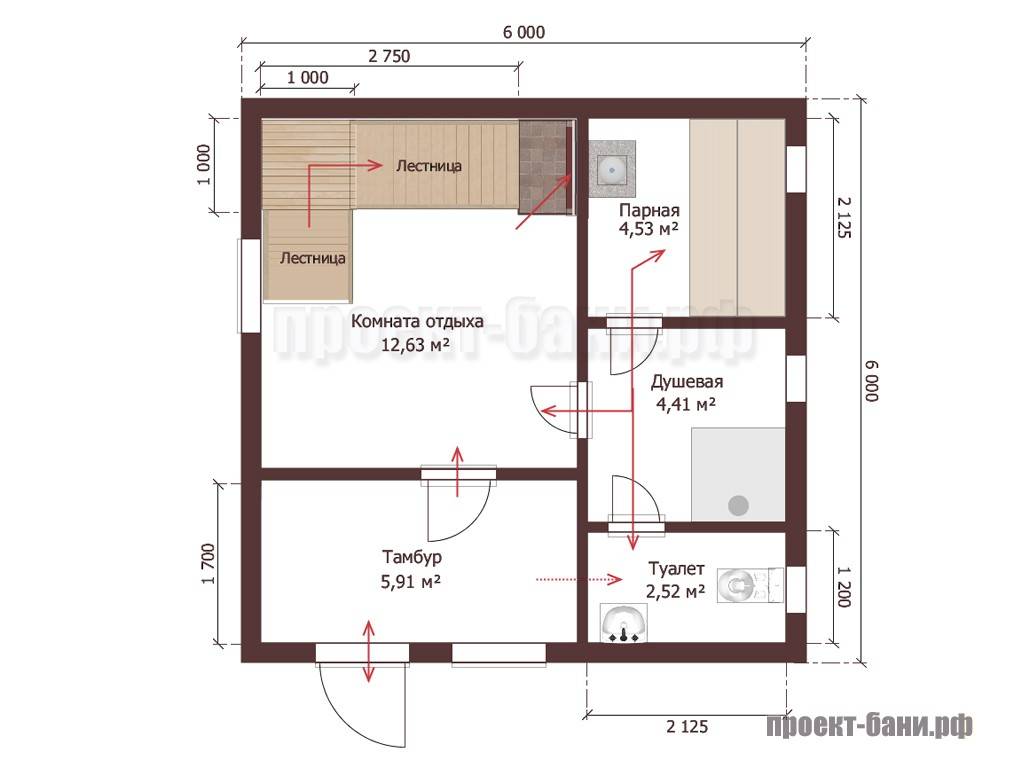 Проект бани 6на6