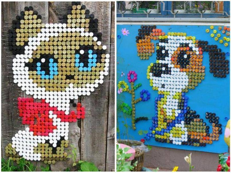 Рисунки из крышек от бутылок