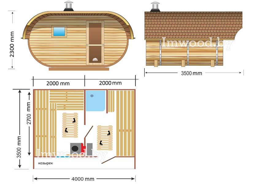 Баня бочка схема