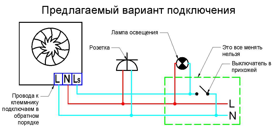 Схема подключения вытяжки на кухне двигателя