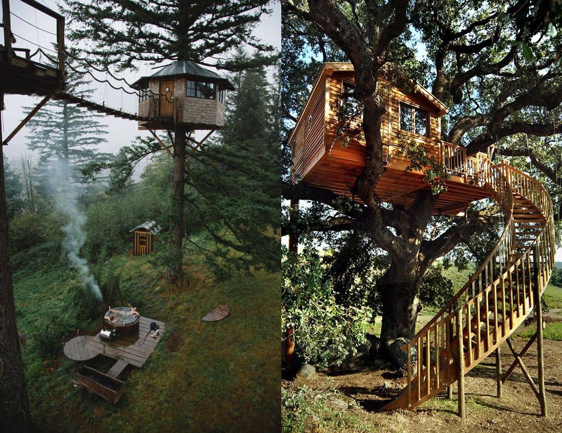 Строительство домика на дереве - чертежи, проекты, схемы и варианты оформления (120 фото)