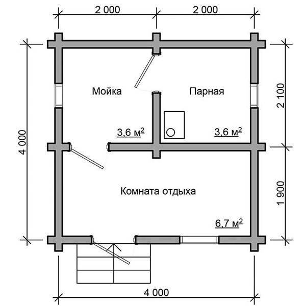 План бани 4х4