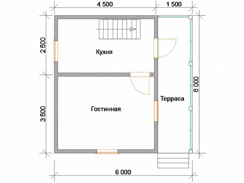 Проект дачного домика 6 на 4