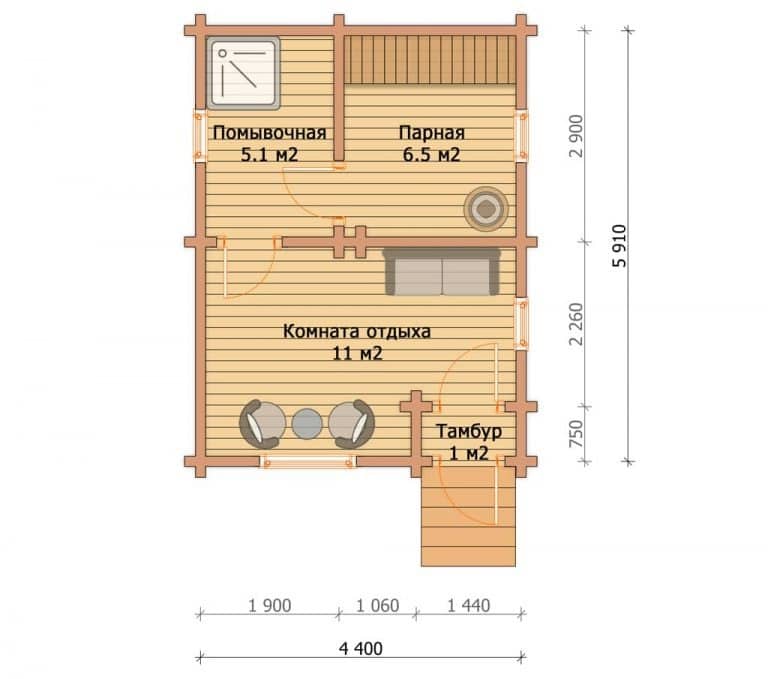 Баня 5 на 5 из бруса проекты