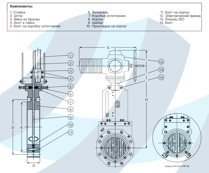 Схема управления задвижкой с электроприводом, реверс конденсаторного двигателя