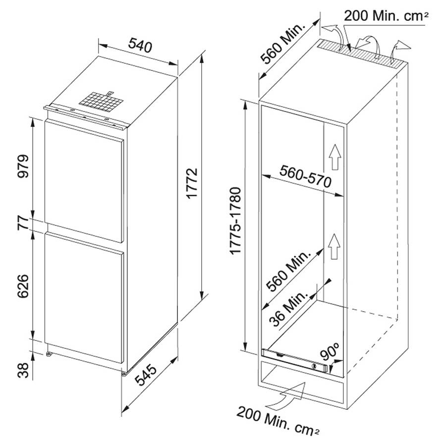 Размеры холодильника: стандартные ширина и глубина