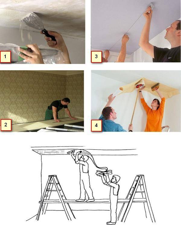 Как наклеить обои на потолок: пошаговая инструкция