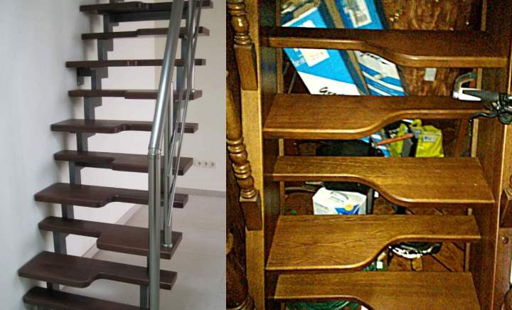 Лестница утиный шаг: фото, чертеж, расчет, на второй этаж, отзывы об эксплуатации