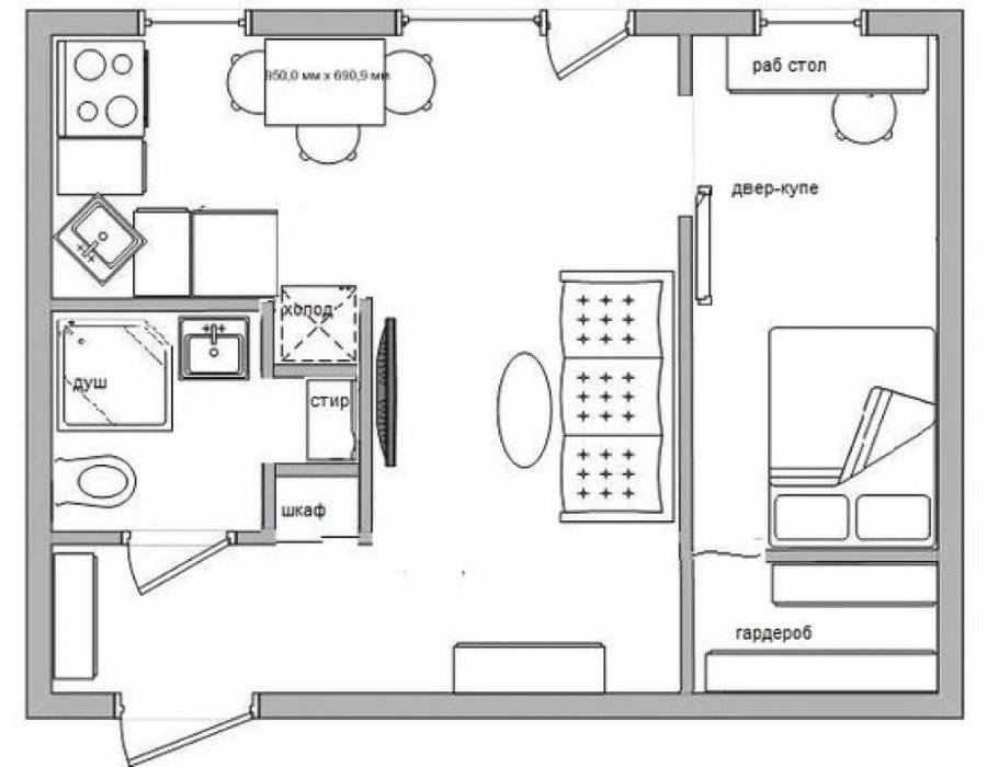 2-комнатная хрущевка планировка: дизайн двухкомнатной квартиры с размерами, фото