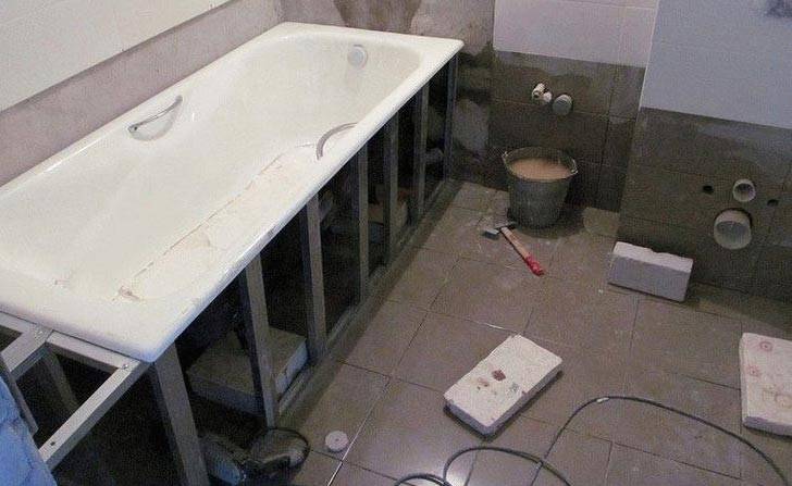 Как закрепить железную ванну чтобы не шаталась