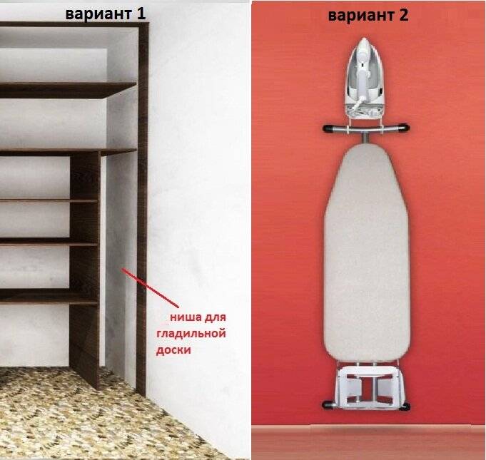 Место для гладильной доски в гардеробной: примеры в интерьере