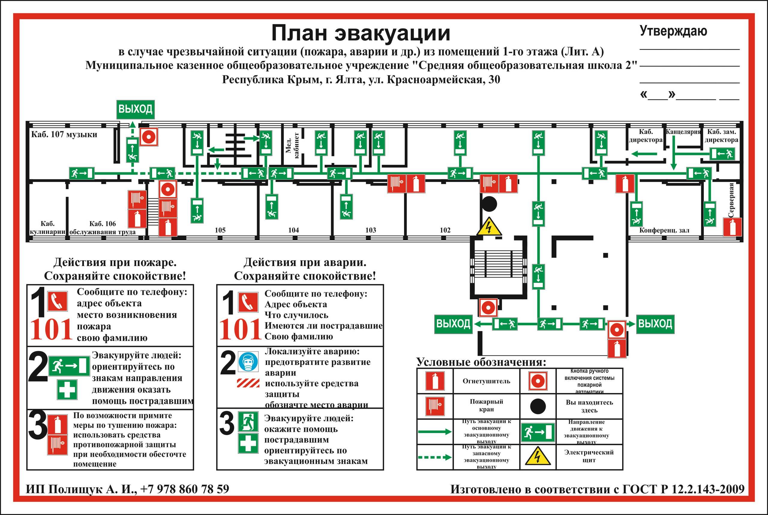 Обозначение пожара на схеме