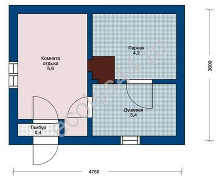 Проект бани 5 4 из газоблока