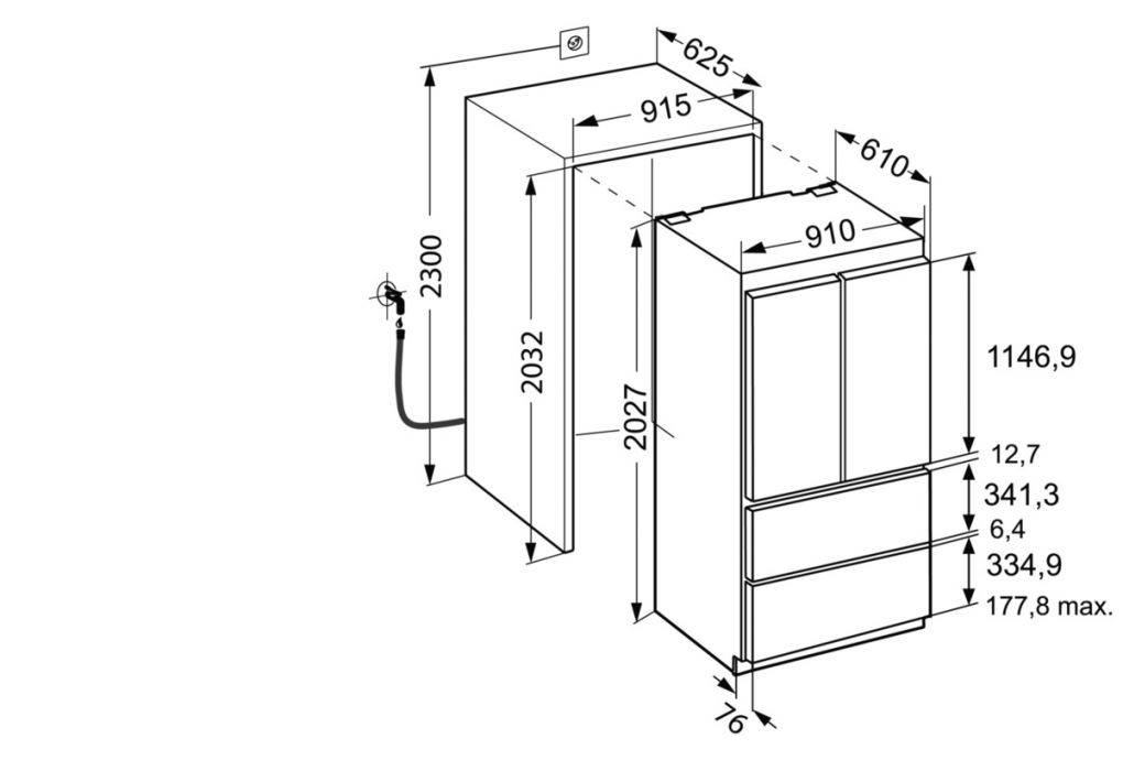 Габариты встроенного холодильника: стандартные размеры техники